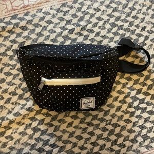 black and white polka dot fanny pack